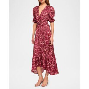 Misa Rosalie Dress XS X Small Purple Midi Abstract